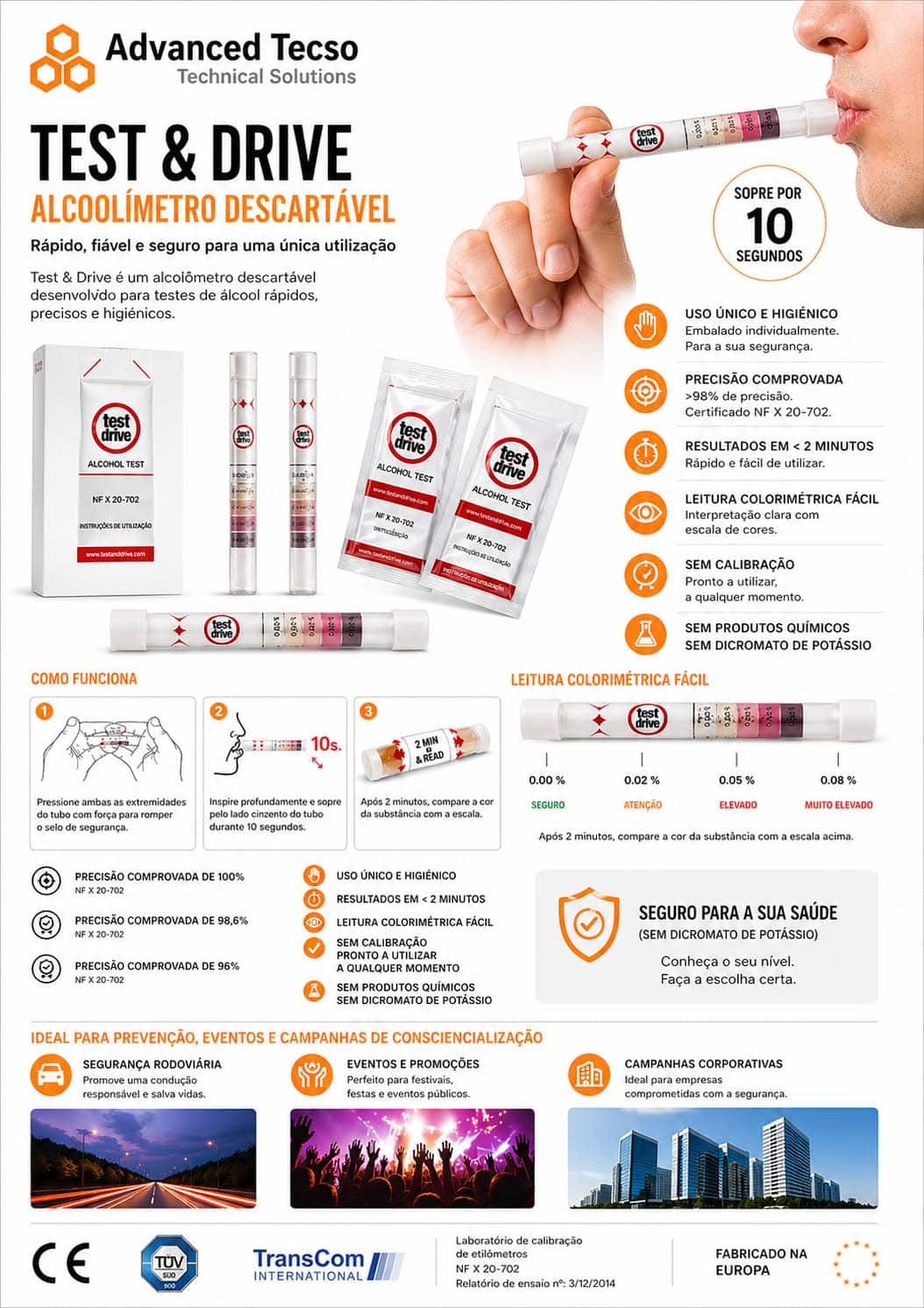 Alcoholímetro Desechable de un solo uso Test & Drive