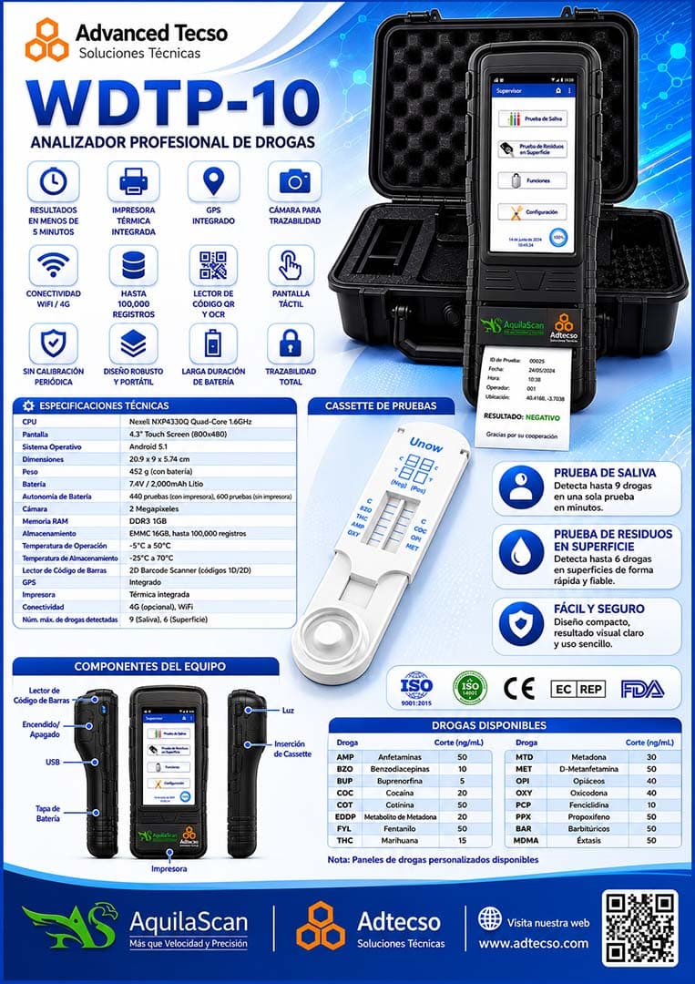 Analizador de Drogas profesional CDP WDTP-10
