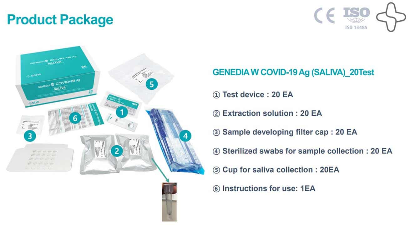 Test de antÃgenos COVID-19 por saliva GENEDIA W 643G-S -Pack 20