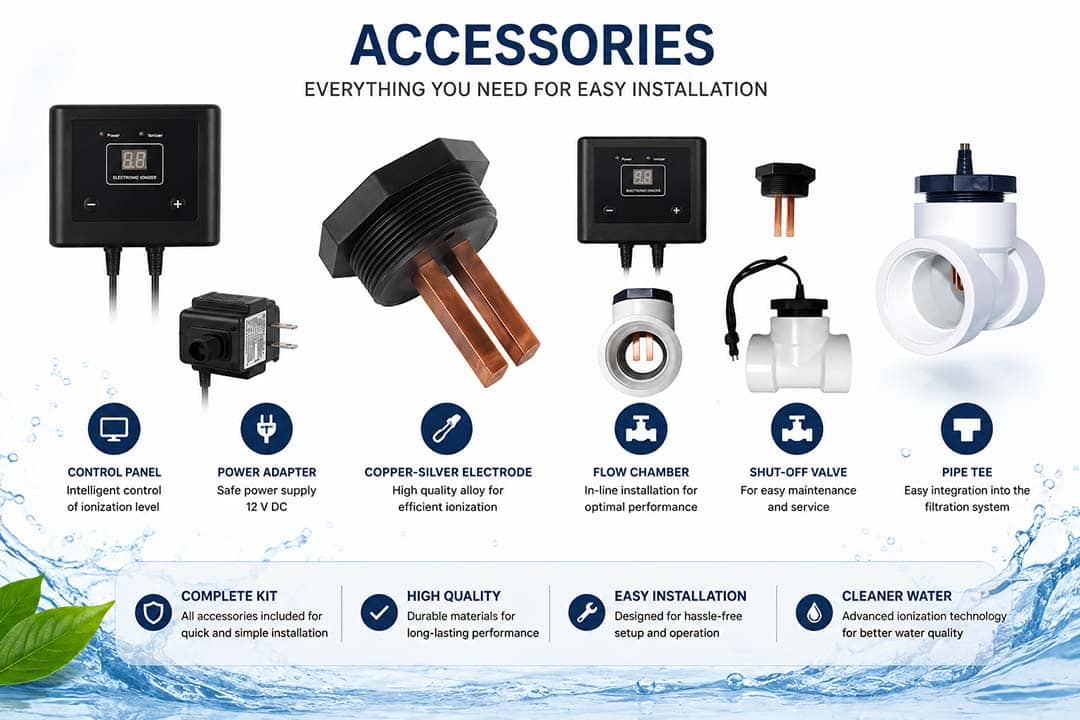 Ionizador de instalacion para piscinas spas acuarios y estanques