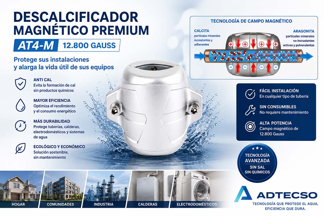 Descalcificador magnético Premium AT4-M de 12800 Gauss