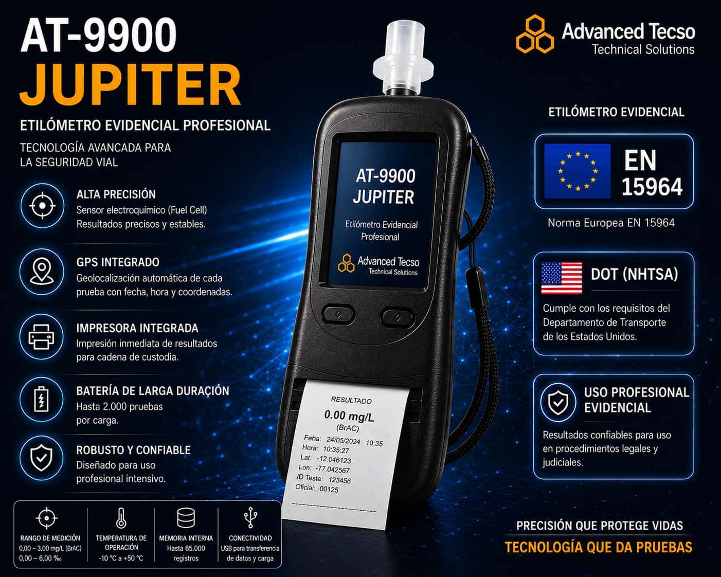 Etilometro cuantitativo AdTecso-Jupiter AT-9900 con impresora