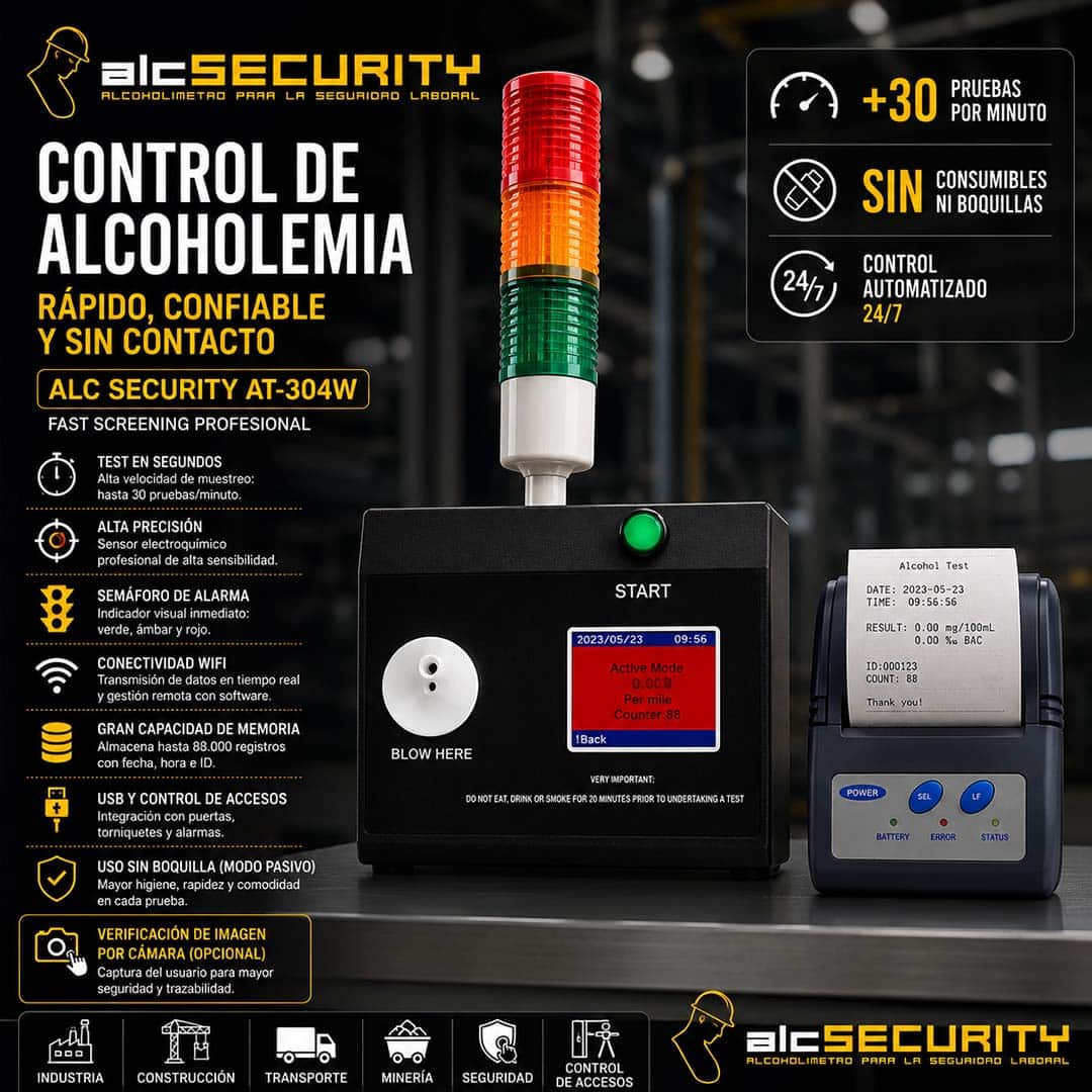 Alcoholímetro para control Laboral ALC Security AT-304W Fast Screening