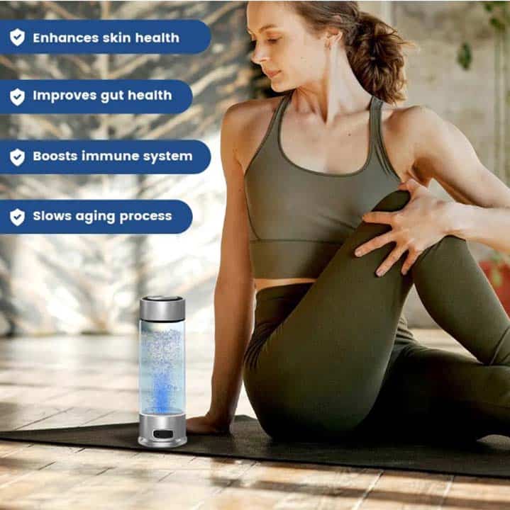 botella de agua hidrogenada, generador de agua hidrogenada, botella de hidrógeno, agua rica en hidrógeno, agua hidrogenada portátil, generador de hidrógeno para agua, Tecnología / características, tecnología SPE PEM, electrólisis agua hidrogenada, hidrogenador de agua portátil, botella hidrogenadora, agua con hidrógeno molecular, ORP negativo agua, Uso y beneficios, hidratación avanzada, botella de agua saludable, agua antioxidante hidrógeno, agua hidrogenada para deporte, botella agua wellness, botella agua para oficina y viajes, Botella de agua hidrogenada AT-CA102A con tecnología SPE/PEM-Generador de hidrógeno 1500 ppb