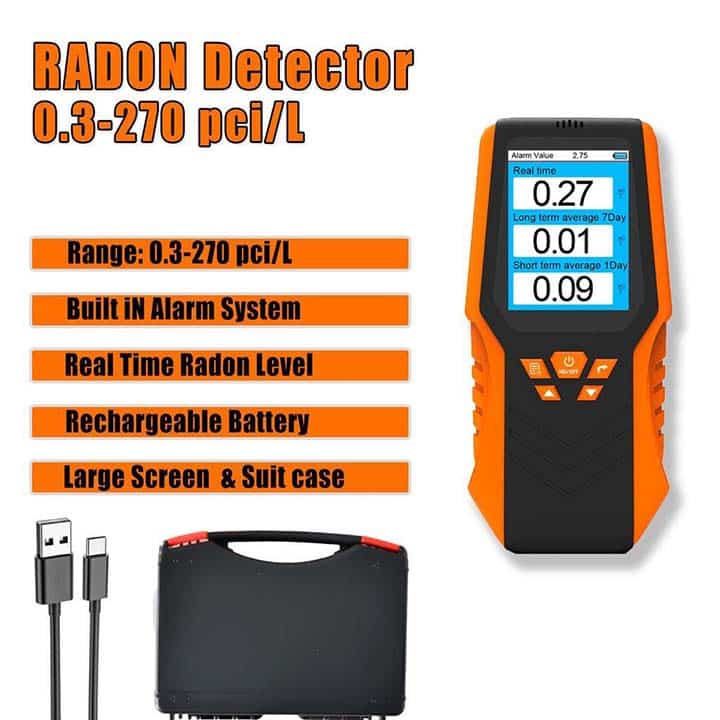 Detector de Radón Profesional Portátil DM68R con batería de Litio