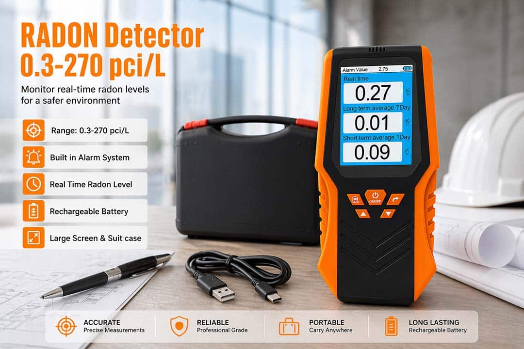 Detector de Radón Profesional Portátil DM68R con batería de Litio