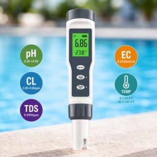Medidor Digital Multiparámetro para Análisis de Agua 6 en 1. Temperatura, pH, Cloro Libre, TDS, Conductividad (EC)