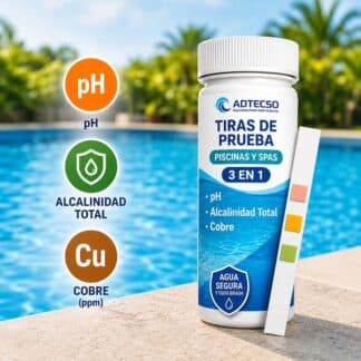 Tiras Reactivas 3 en 1 para Análisis de Agua con Ionizadores. pH, Alcalinidad y Cobre (Cu)