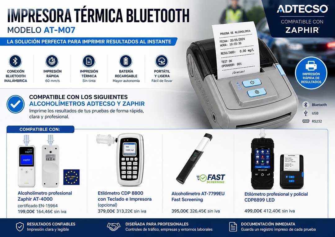 Impresora térmica bluetooth portátil AT-M07