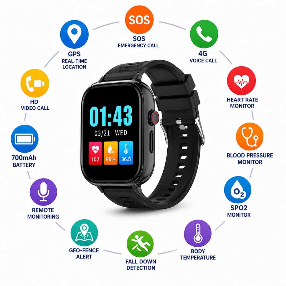 Smartwatch K-141 4G con localizacion GPS, monitor de estado de salud, SOS y voz bidireccional